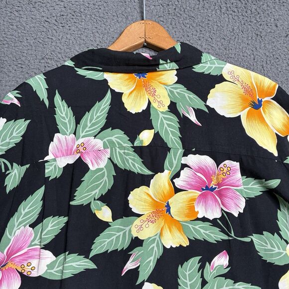 Vtg Loop Collar Hawaiian Shirt Floral Mens XL Rayon Made in USA Rockabilly - Picture 11 of 13